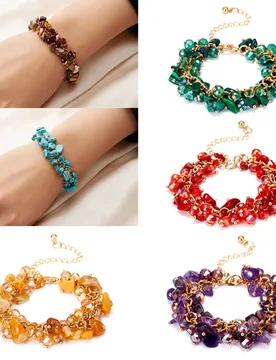 Bohemian Raw Crystal Stone Bracelet, Multi Color Gold Plated Chain Handmade Statement Bracelet Jewelry - Aliexpress - FashionsVida