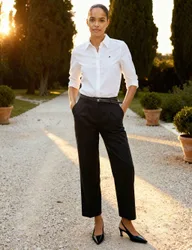 Cotton Rich Embroidered Collared Shirt White female