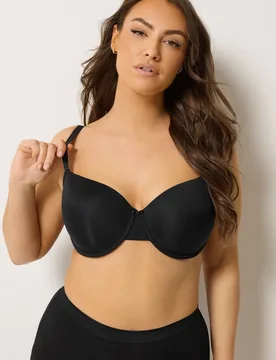 Women's Moulded T-Shirt Bra in Black Size: 48E - Black - Size: 48E - Yours - FashionsVida