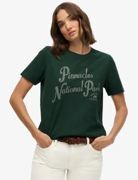 Superdry Damen Lo-fi Outdoors Relaxed T-shirt Green - Größe: 40 - 39.99 - FashionsVida