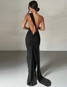 Summer New Sexy Backless Pleated Slim Fit Sleeveless Elegant Dress Women's Evening Gown vestidos de fiesta elegantes - Aliexpress - FashionsVida