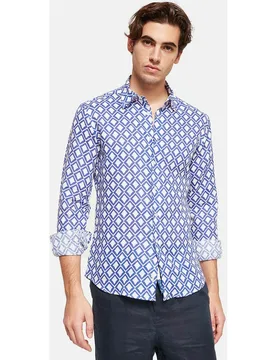 Camisa de lino de hombre classic con estampado en color - PENINSULA - FashionsVida