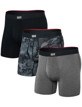 Pack de 3 boxers respirants - Vibe Xtra Soft Comfort BB Fly 3pk Wood Camo/Grey Heather/Black - Taille L - Saxx Underwear - FashionsVida