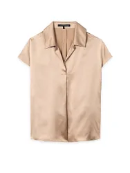 Blusa de seda marrón claro 36