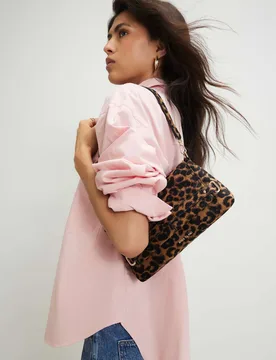 Leopard Print Fold Over Clutch Bag Brown Mix female - River Island - FashionsVida