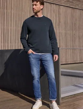 Street One Sweatshirt mit Rundhals in softer Qualität male Blau - Street One MEN - FashionsVida