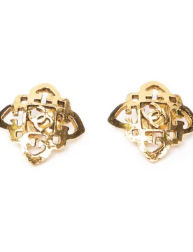 Pre-Owned Womens Cc Square Clip On Earrings - Gold - One Size - Chanel - FashionsVida