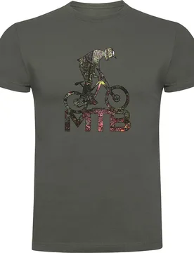 Maglietta A Maniche Corte Mtb Background Dark Army Green - Kruskis - FashionsVida