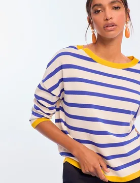 Jersey de mujer a rayas bicolor rib a contraste - Lola Casademunt - FashionsVida