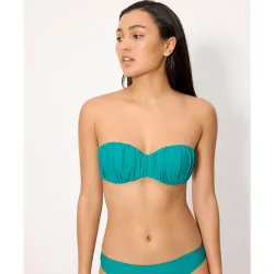 Tops de bikini bandeau fruncido en copa b