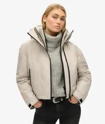 Superdry Damen SD Windbreaker Jacke mit Kapuze und Stickerei Beige - Größe: 36