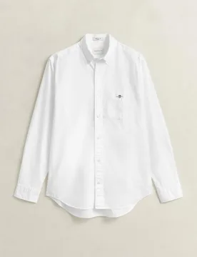 Camisa de hombre lisa de manga larga y corte regular - Gant - FashionsVida