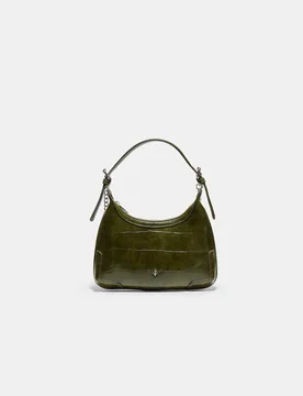 Mini-Schultertasche in Kroko-Optik mit Kette Khaki OS - Stradivarius - FashionsVida