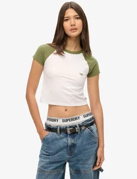 Superdry Damen Kurzes Baseball Baby T-shirt Grün - Größe: 36 - 24.99 - FashionsVida