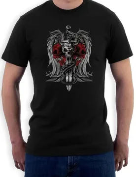 Gothic Biker Death Skull Sword Dragon Tattoo Printed T-Shirt 100% Cotton O-Neck Short Sleeve Casual Mens T-shirt Streetwear - Aliexpress - FashionsVida