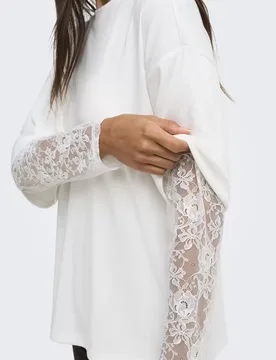 ONLTAHLIA L/S LACE TOP JRS female - S - FashionsVida
