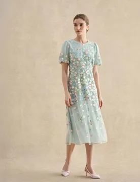 Floral Midi Tea Dress Green Mix female - Hobbs - FashionsVida