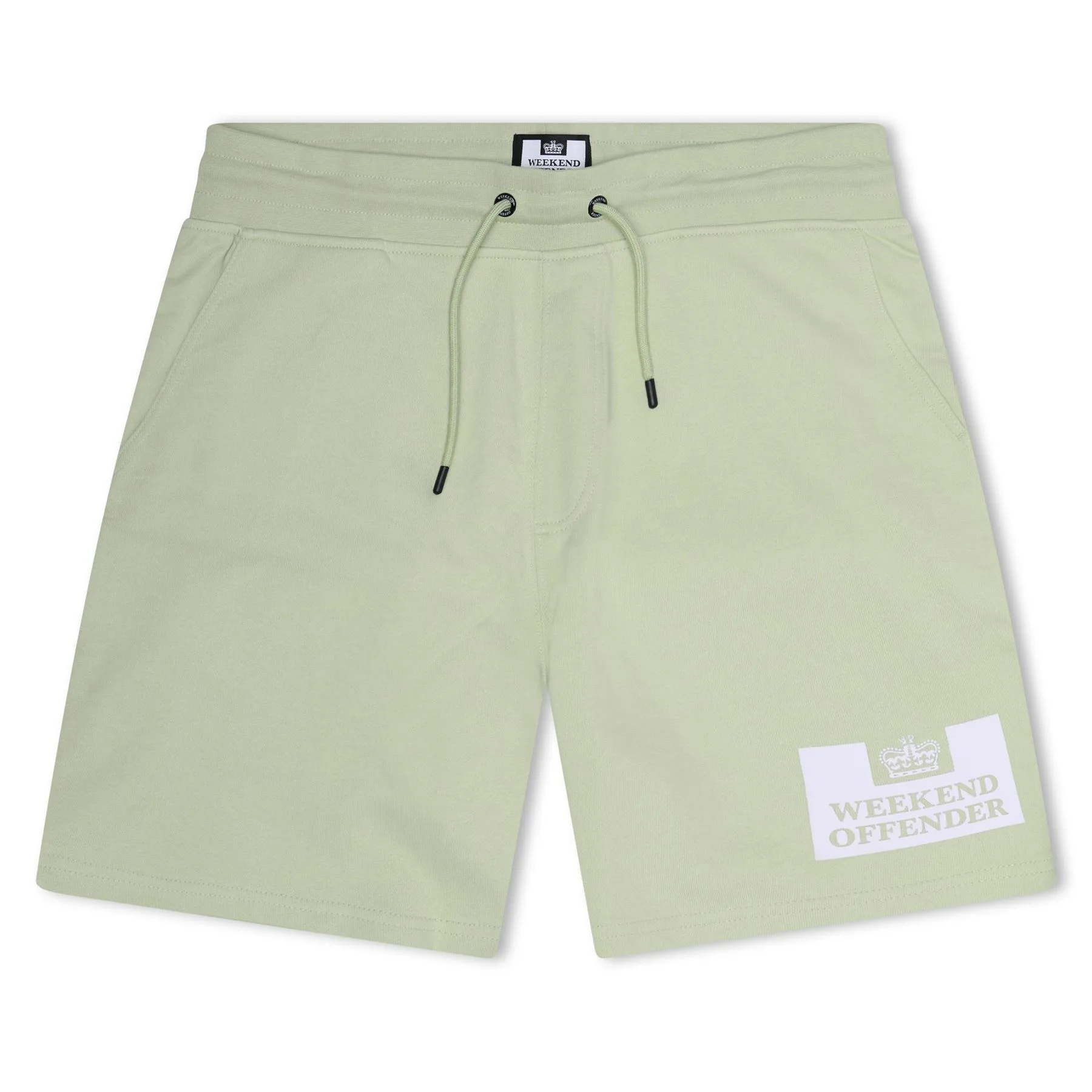 Mens Parma Logo Print Text Graphic Sweat Shorts In Peppermnt/white - Green - Size Small - Weekend Offender - FashionsVida