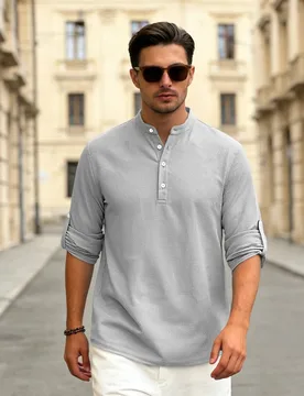 New men's Polo shirt - summer and autumn casual breathable long-sleeved buttoned stand-up collar checked top long polo shirt - Aliexpress - FashionsVida