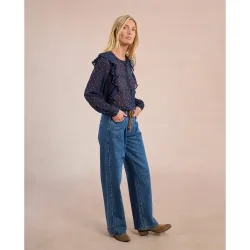 Pantalón de mujer largo vaquero con cinturón