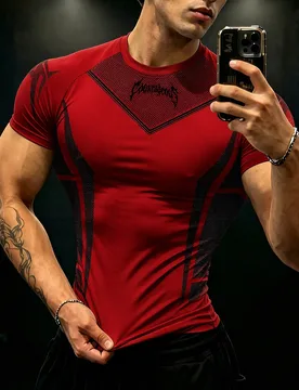 Camiseta deportiva de manga corta con estampado de letras y mangas raglán para hombre, gimnasio XS - Shein - FashionsVida
