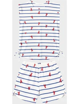 Pijama corto de mujer estampado de langosta - Gisela - FashionsVida