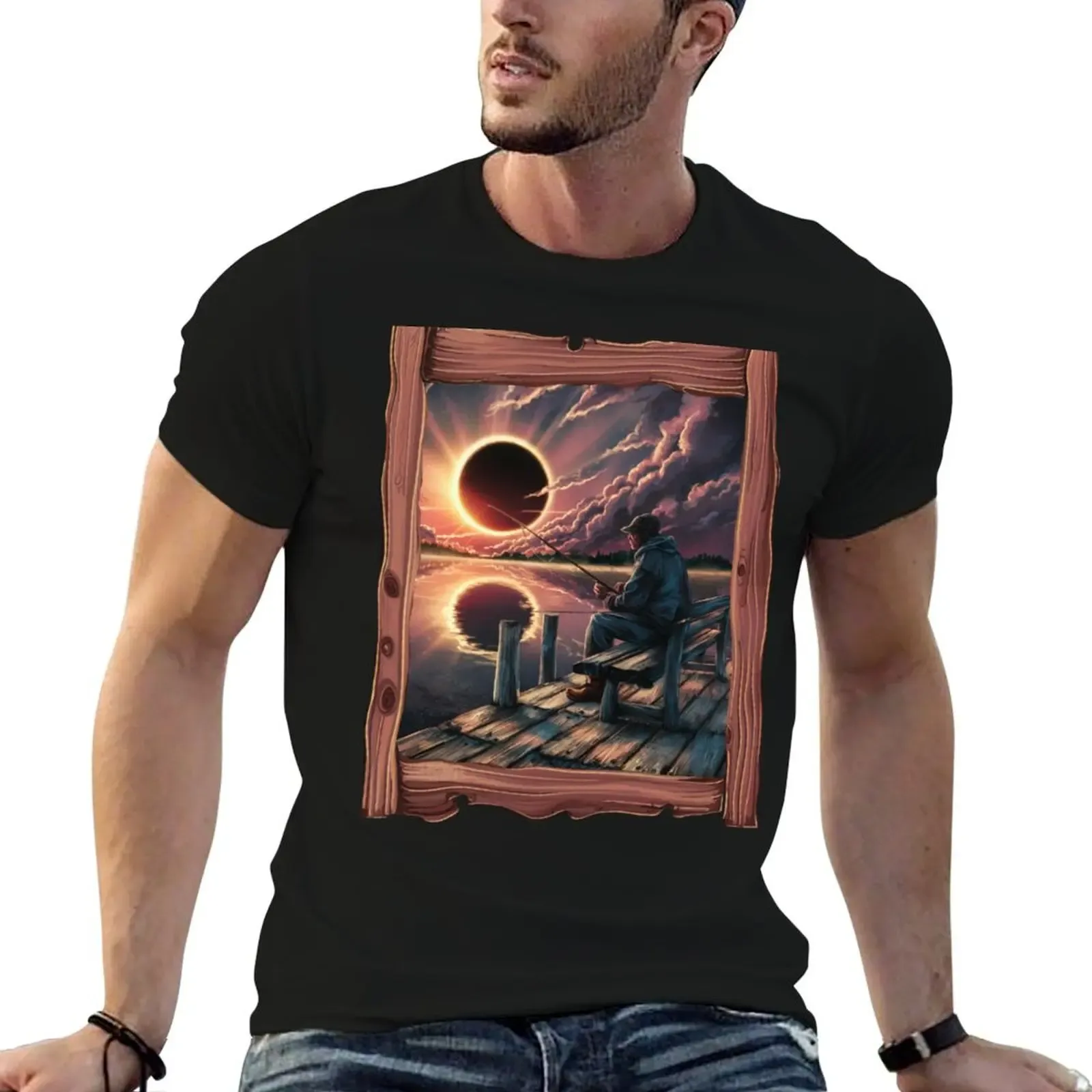 Solar eclipse lake T-Shirt Work Wear Lightweight Tee - Aliexpress - FashionsVida
