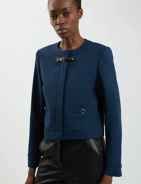 Women's Trim Contrast Tailored Jacket in Navy Size: 18 - Navy - Size: 18 - Karen millen - FashionsVida