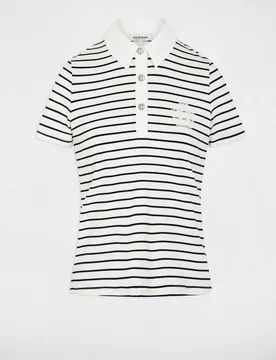 Polo de mujer de rayas con logo bordado - Morgan - FashionsVida