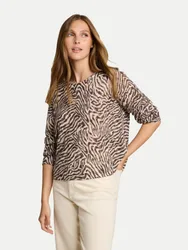 Strickpullover mit Zebra-Print Beige L