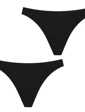 Pack Of 2 Womens Micromodal Thongs Q105 - Black - Size Large - Q En - FashionsVida