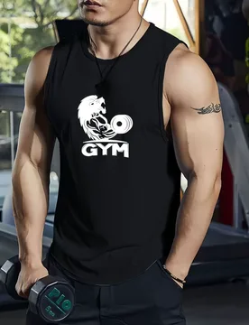 Stylish Men's Gym Sports Tank Top Fitness Center Dumbbell Graphic Cotton Sleeveless Tee Trendy Casual Undershirt - Aliexpress - FashionsVida