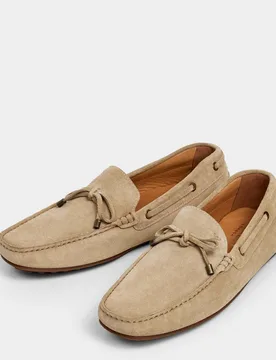 Mocasin driver de hombre de ante con lazo - Hackett - FashionsVida