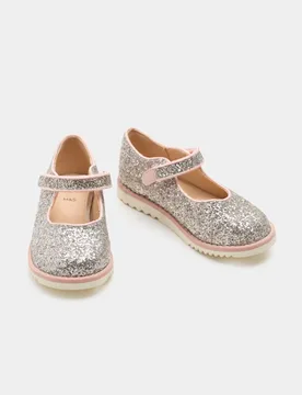 Kids' Glitter Mary Jane Shoes (4 Small - 2 Large) Silver Mix Female - M&S - FashionsVida