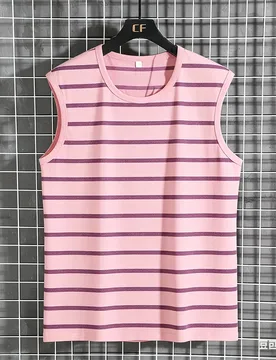 Summer Men's Sleeveless T-Shirt Summer 100% polyester men's t-shirts and tank tops Leisure sports vest Striped Home Mens T-shirt - Aliexpress - FashionsVida