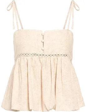 Top forrado con botones forrados y tirantes de lazada ajustables de mujer - The-Are - FashionsVida
