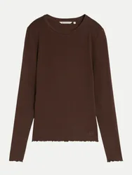 Basic Langarmshirt Braun M