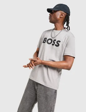 Large Logo T-Shirt - Herren, Grau - male - Size: S - BOSS - FashionsVida