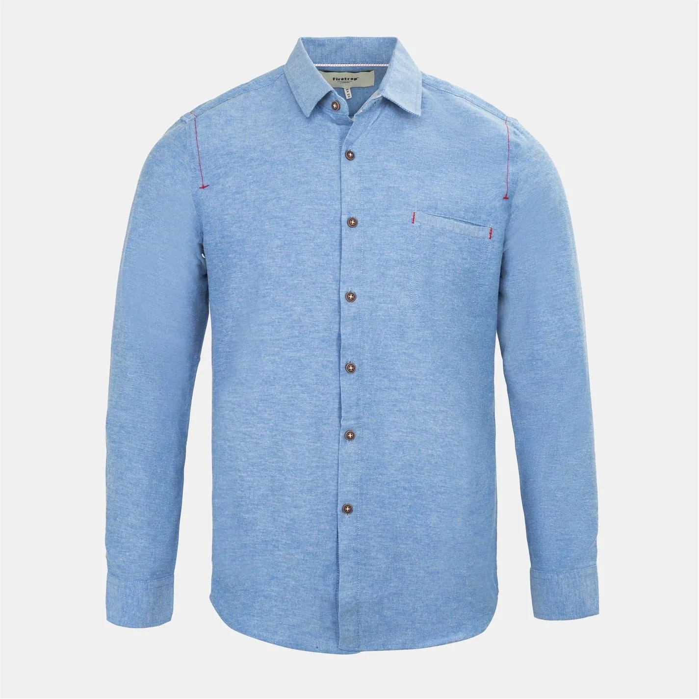 Mens Plain Shirt In Light Blue - Size 3xl - Firetrap - FashionsVida