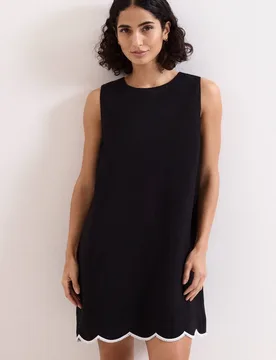 Women's Marta Scalloped Hem Shift Dress in Black Size: 16 - Black - Size: 16 - Phase Eight - FashionsVida