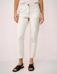 Cotton Rich Striped Tapered Trousers Natural Mix female