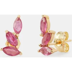 Pendientes de oro y rubí tratado