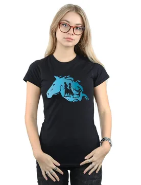 Women's Frozen 2 Nokk Silhouette Cotton T-Shirt in Black Size: 2XL - Black - Size: 2XL - Disney - FashionsVida