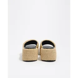 Sandalias de tacón de mujer con plataforma tejido