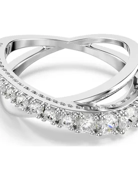Anello Hyperbola, Taglio misto, Bianco, Placcato color argento 60 - Swarovski - FashionsVida