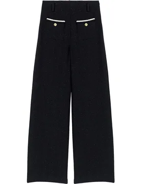 Pantalones anchos de mujer de talle alto y tweed lúrex - Maje - FashionsVida