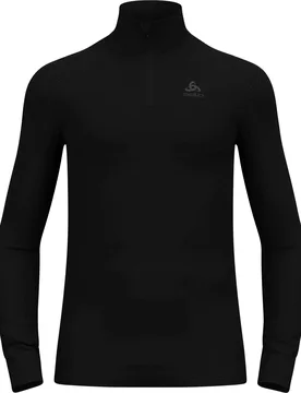 Première couche technique - BL Top Turtle Neck LS Half Zip Active Warm M Steel Grey Melange - Taille M - Noir - Odlo - FashionsVida