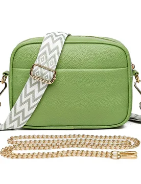 Women's Canvas Strap Shoulder Handheld Cross Body Bag in Green - Green - Size: One Size - Ajvani - FashionsVida
