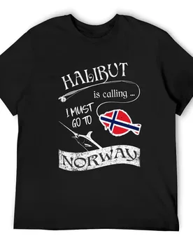 Norway Fishing - Halibut is Calling I Must Go T-Shirt cute tops korean fashion rapper graphic tees mens funny t shirts - Aliexpress - FashionsVida
