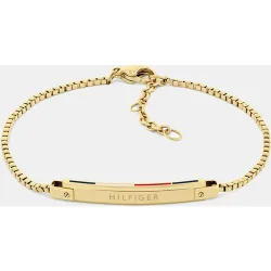 Pulsera Linear de acero dorado y esmalte